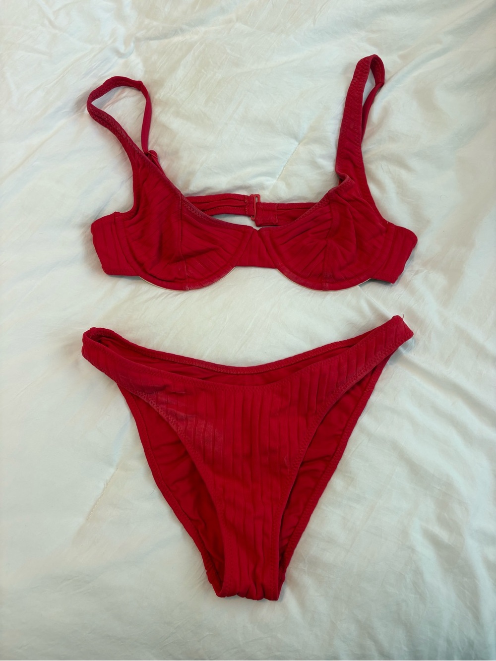 PacSun Kendall & Kylie Collection Red Ribbed Underwire Bikini Set